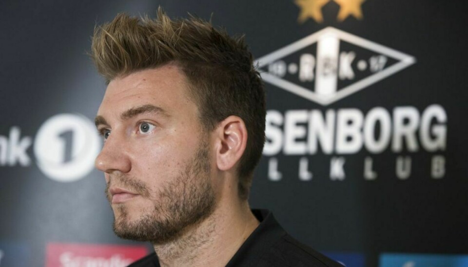 Nicklas Bendtner holdt efter episoden pressemøde i sin norske klub Rosenbprg. Foto: Pedersen, Terje/Ritzau Scanpix)