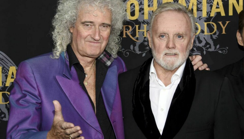 To af de overlevende Queen-medlemmer, Brian May og Roger Taylor, var med til premieren på den nye film om bandet. (Photo by Evan Agostini/Invision/AP)