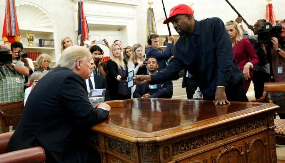 Kanye kom til at afsløre sin kode under et møde med præsident Donald Trump. (Foto: Scanpix)