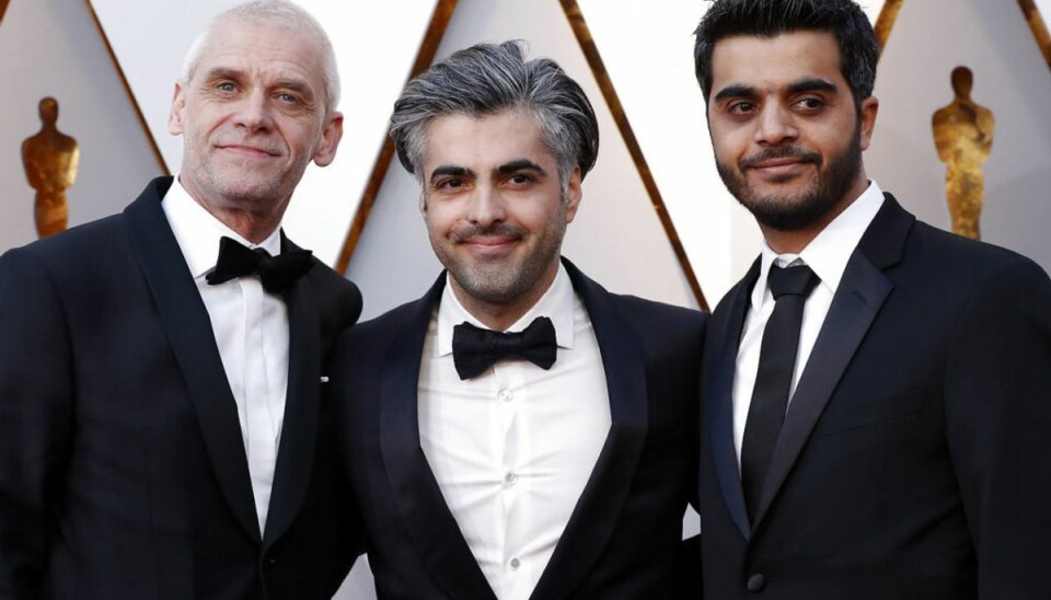 Dansk-syrisk dokumentarfilm er med i Oscar-kapløbet Søren Steen, Feras Fayyad og Kareem Abeed lavede filmen “Last Men in Aleppo”, som blev nomineret til en Oscar-dokumentar i 2018. Foto: Scanpix