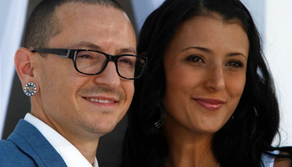 Efter selvmord: Nu har enken fundet ny mand Chester Bennington og hustru Talinda i 2012. Foto: Scanpix
