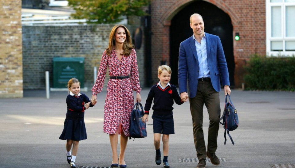 Smilene var store, da prinsesse Charlotte endelig kunne følge med prins George i skole tilbage den 5. september 2019. Foto: Aaron Chown/Pool via REUTERS/Scanpix