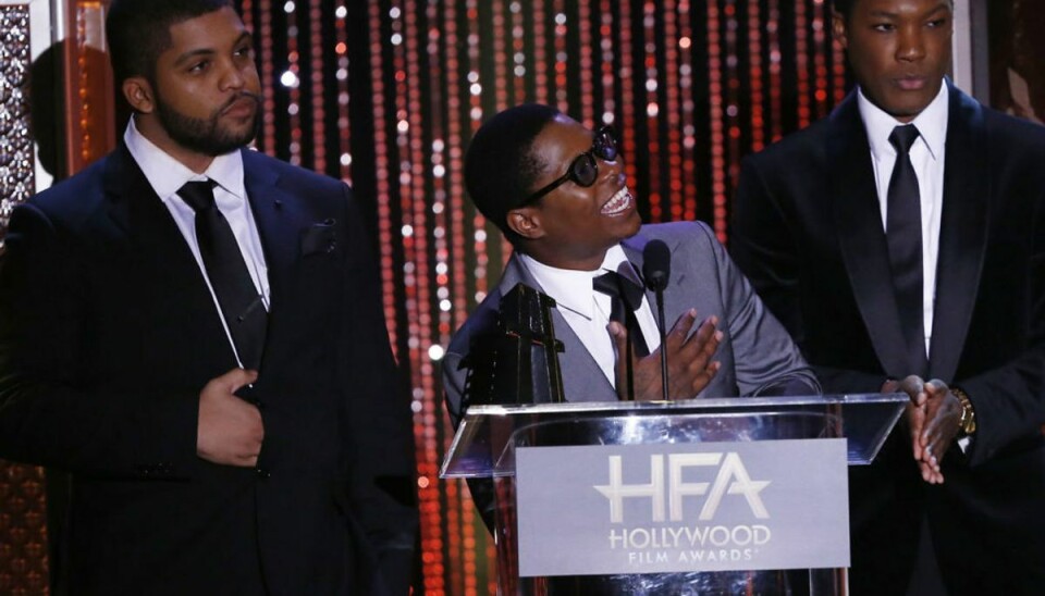 Straight Outta Compton-skuespilleren Jason Mitchell ved talerstolen er blevet anholdt for besiddelse af våben og stoffer. Foto: REUTERS/Mario Anzuoni