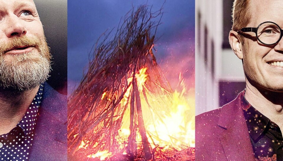 Fællessang på DR uden Philip Faber Det er ikke Phillip Faber, men derimod P2-værten Mathias Hammer, som sidder foran tangenterne i “Fællessang – sankthans”, der desuden har Mads Steffensen i front. – Foto: {Credit}