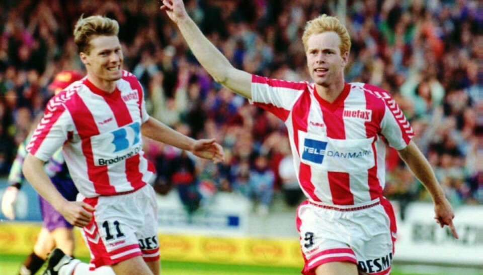 “Røde Romario” fylder 50 Erik Bo Andersen (th.) blev topscorer i Superligaen, da AaB vandt sit første DM-guld i sæsonen 1994/95. – Foto: Henning Bagger/Ritzau Scanpix
