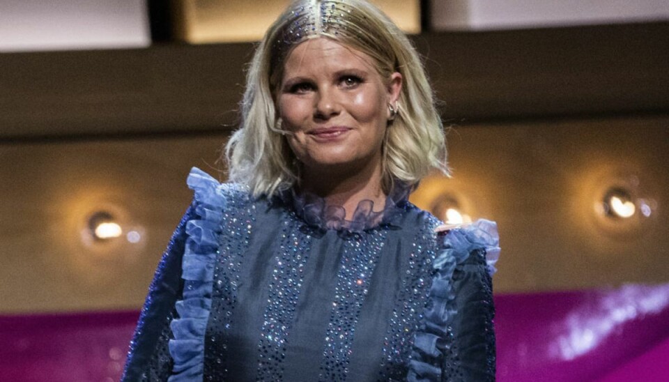 Scorer pris og 100.000 kroner for MeToo-tale Sofie Lindes kjole, hun her er iført under talen, kommer fremover til at hænge på Nationalmuseet. – Foto: Martin Sylvest/Ritzau Scanpix.