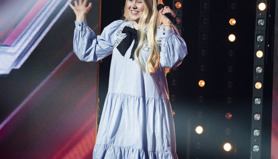 Nikoline Steen Kristensen sang “Vi er ikke kønne nok” af Katinka. Foto: Martin Sylvest/Ritzau Scanpix. Nikoline Steen Kristensen sang “Vi er ikke kønne nok” af Katinka. Foto: Martin Sylvest/Ritzau Scanpix.