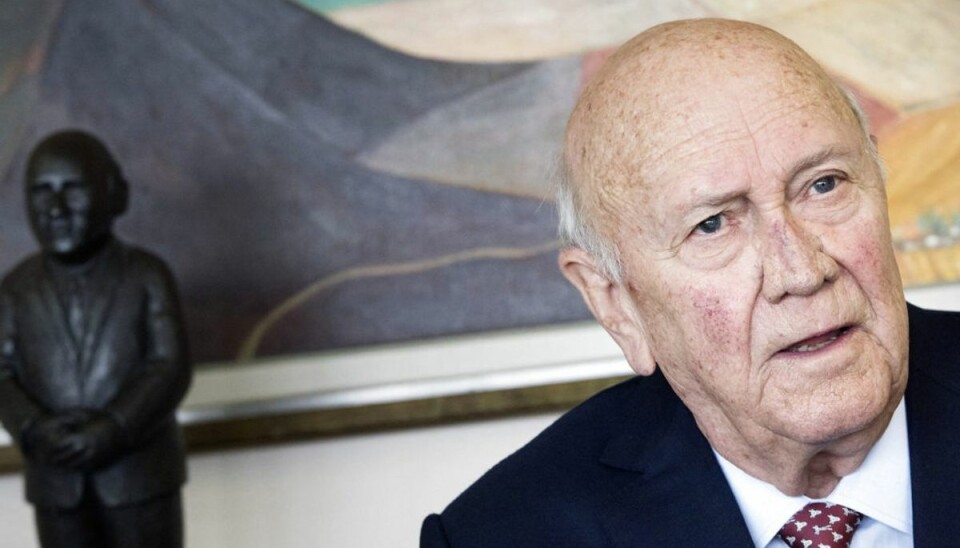 Sydafrikas foreløbig sidste hvide præsident Frederik Willem de Klerk fylder 85 år. (Foto: RODGER BOSCH/Ritzau Scanpix)