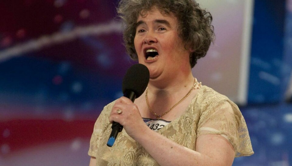 En usleben Susan Boyle, som hun så ud, da hun som 48-årig lagde talentshowet “Britain’s Got Talent” ned med sin version af “I Dreamed A Dream”. Siden fik hun gennem sociale medier på rekordtid et stort publikum verden over. (Arkivfoto) – Foto: Ho/Ritzau Scanpix