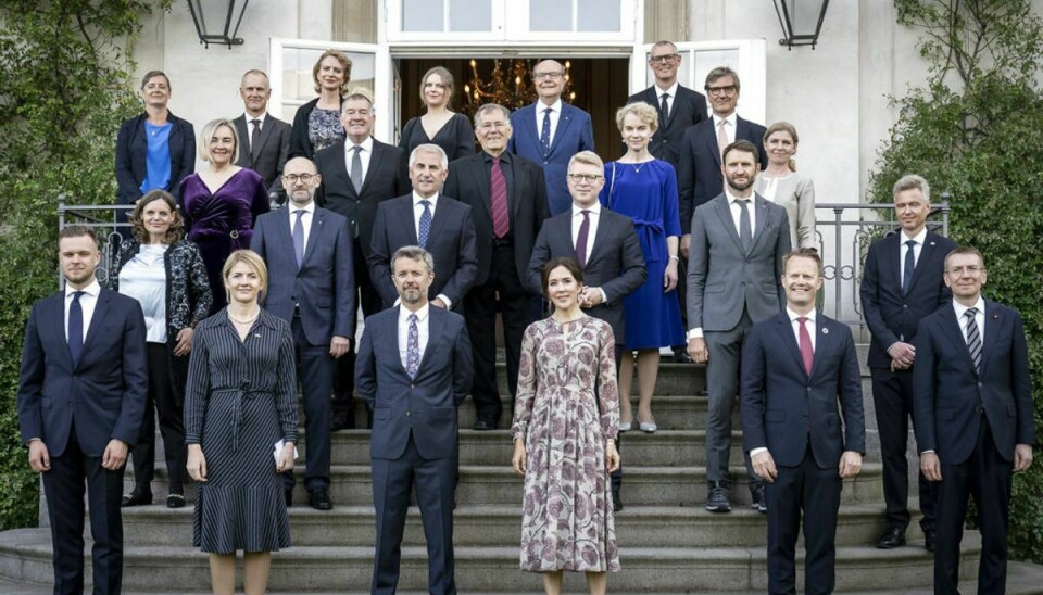 Kronprinsparret sammen med blandt andre udenrigsministre fra Danmark, Estland, Letland og Litauen.Foto: Mads Claus Rasmussen/Ritzau Scanpix