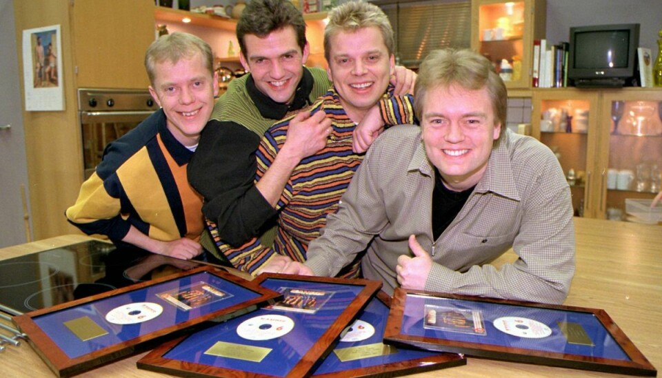 Kandis har solgt over 1,5 millioner album. I 1993 kom deres gennembrud med nummeret 'En lille ring af guld', som lå på dansktoppen i 33 uger. Jørgen Hein ses her som nummer to fra højre. (Arkivfoto).