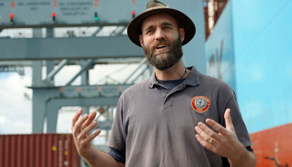 Thorbjørn Pedersen har sejlet med et Mærsk containerskib til Aarhus Havn, hvor han ankom onsdag. Thorbjørn Pedersen har sejlet med et Mærsk containerskib til Aarhus Havn, hvor han ankom onsdag.